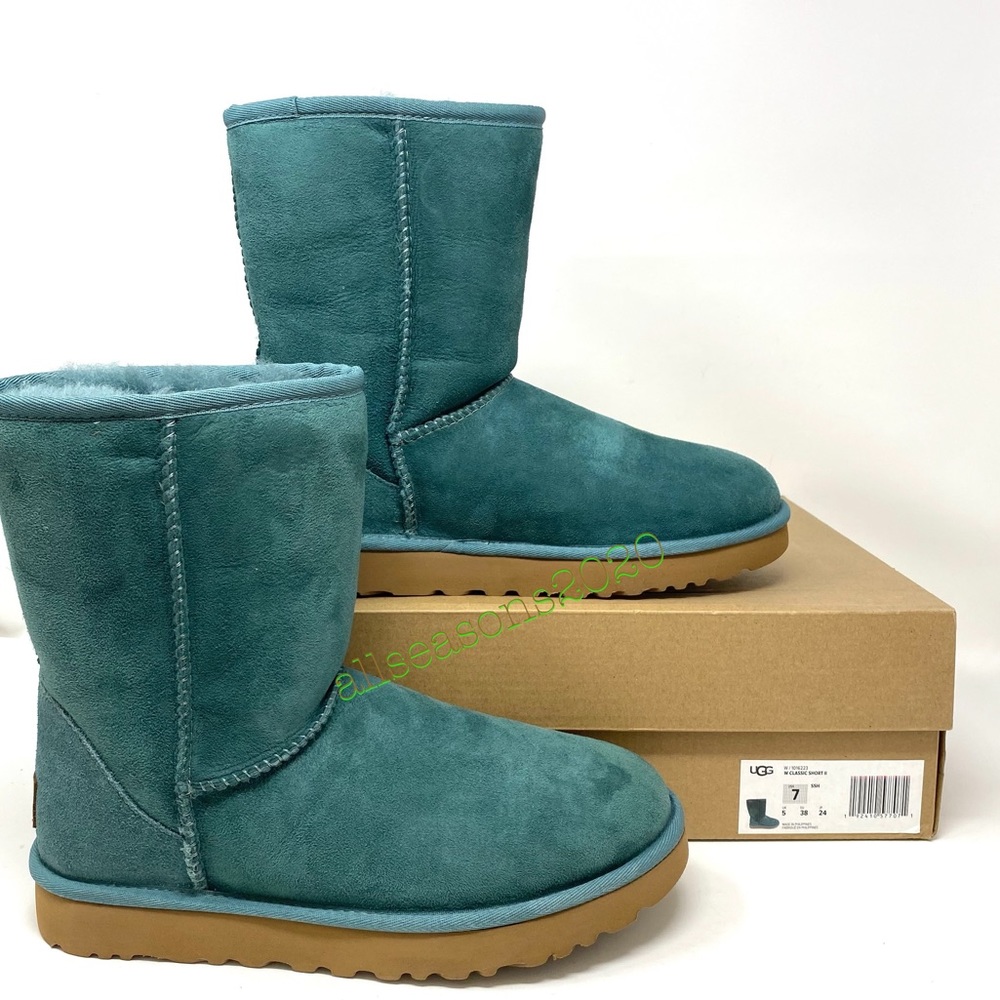UGG Classic Short 2 Women’s Boots Green Suede Fur - Picture 7 of 9